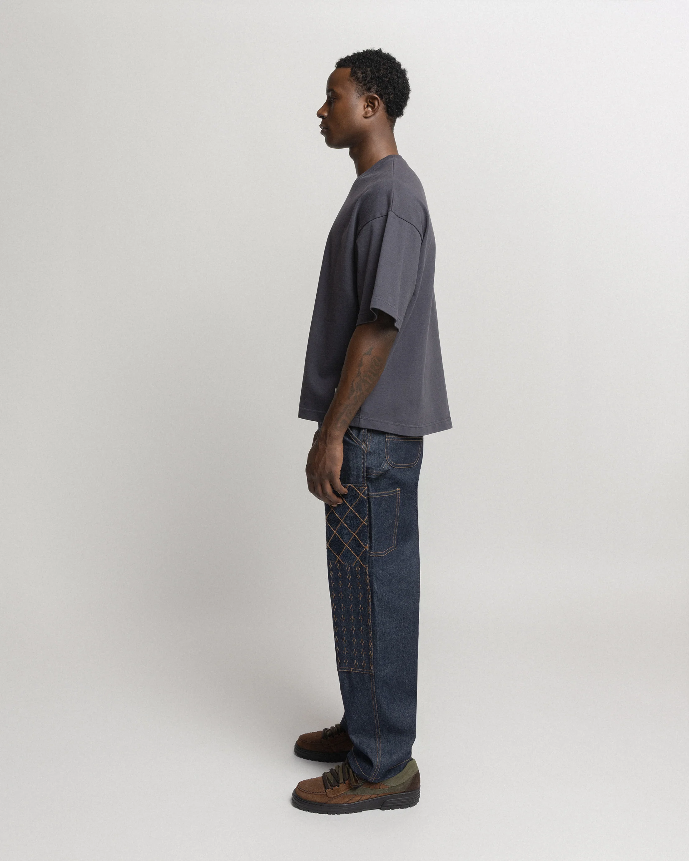 ELI HAND-EMBROIDERED DOUBLE KNEE WORK PANT - 13oz. RAW DENIM - Image 3
