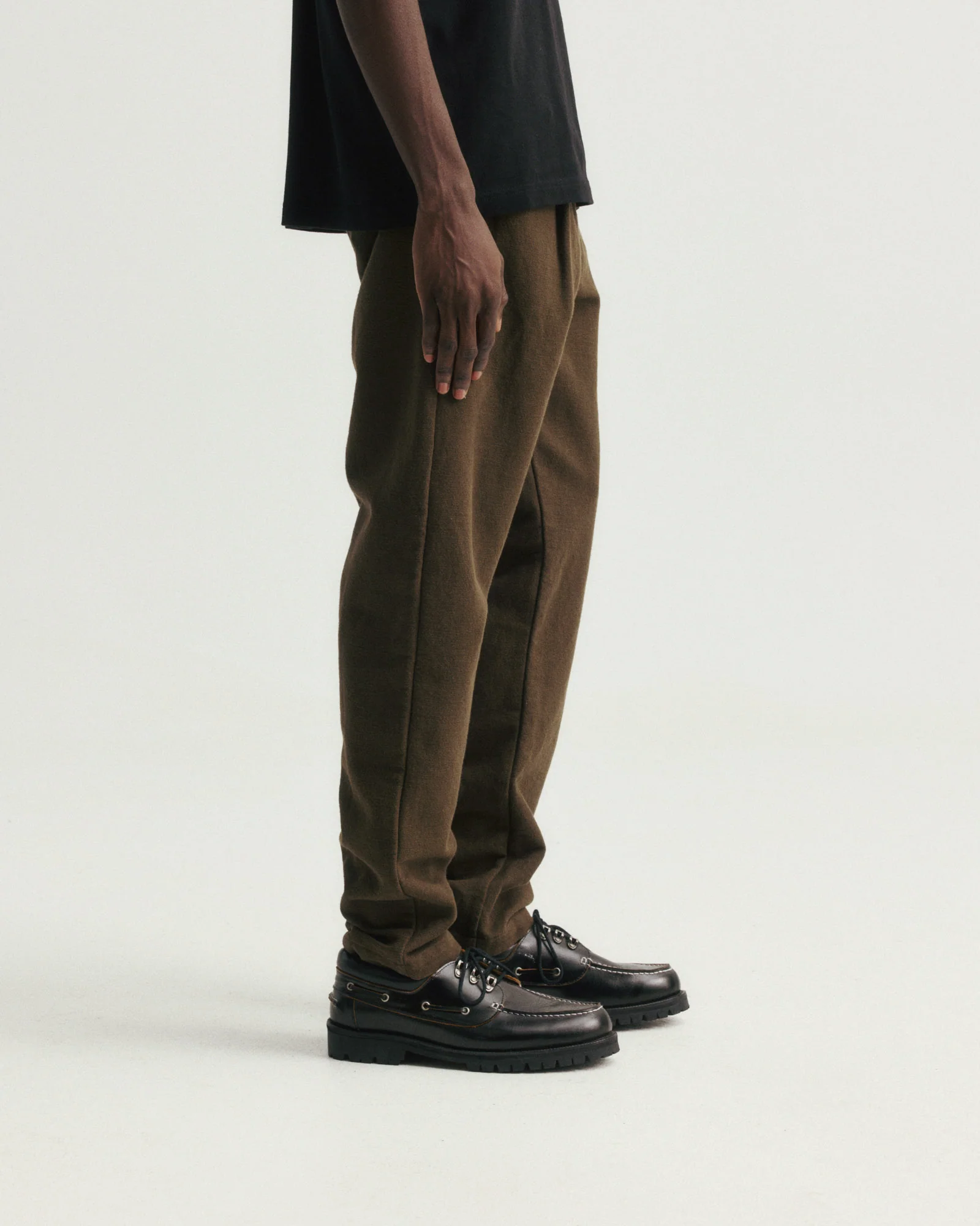 JIAN SINGLE PLEAT PANT - FONDENTE BROWN HANDSPUN COTTON CANVAS - Image 4